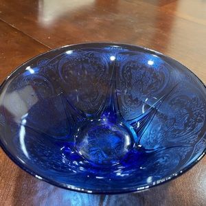 Hazel Atlas Cobalt Blue Royal Lace 10" Bowl Depression Glass, FOOTED.